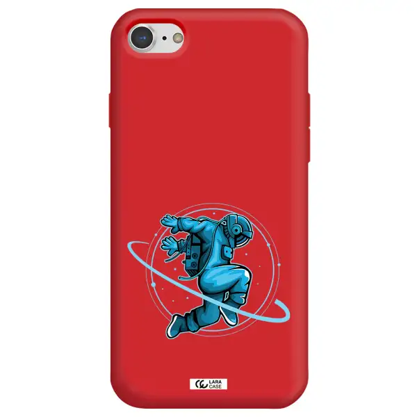 a cartoon of a man skating Apple iPhone 7 Silicone Imperial Red Case