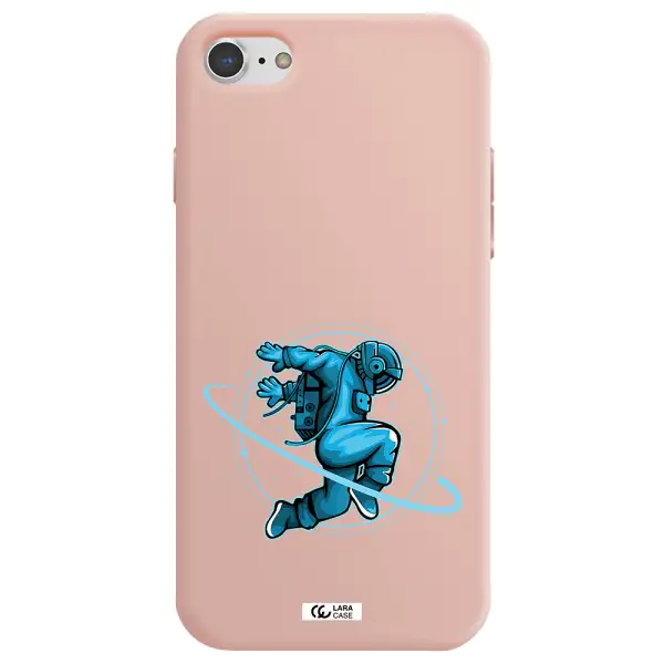 a cartoon of a man skating Apple iPhone 7 Silicone pastel pink Case