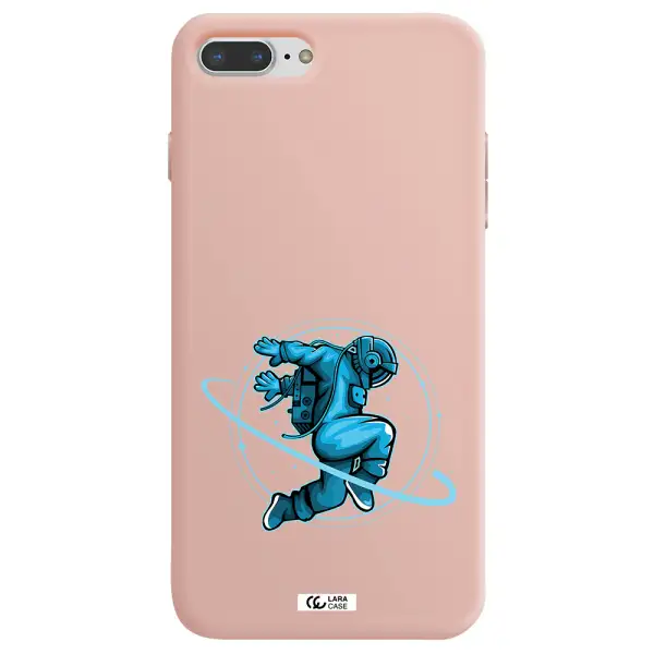 a cartoon of a man skating Apple iPhone 8 plus Silicone pastel pink Case