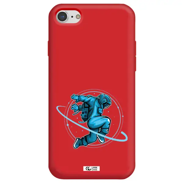 a cartoon of a man skating Apple iPhone 8 Silicone Imperial Red Case