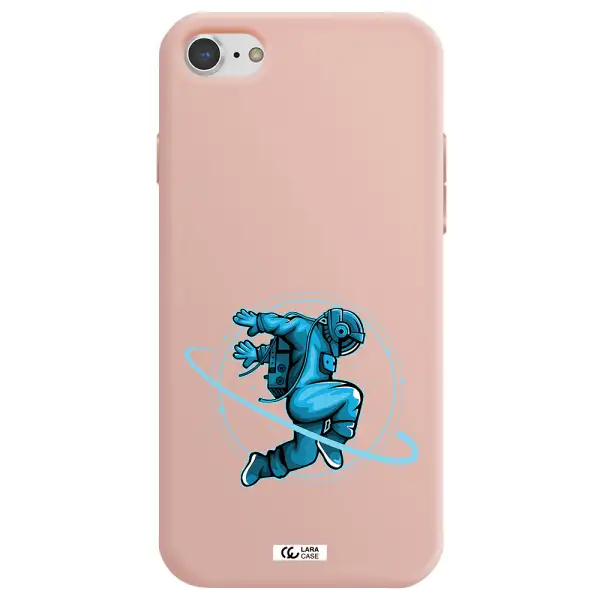 a cartoon of a man skating Apple iPhone 8 Silicone pastel pink Case