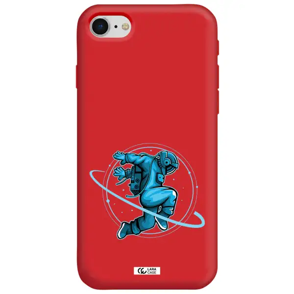 a cartoon of a man skating Apple iPhone se 2020 Silicone Imperial Red Case