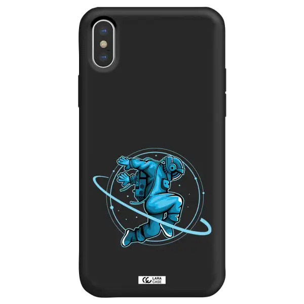 a cartoon of a man skating Apple iPhone X Silicone black Case