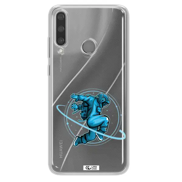 a cartoon of a man skating Huawei Y6P Clear TPU Case
