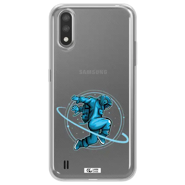 a cartoon of a man skating Samsung A01 Clear TPU Case