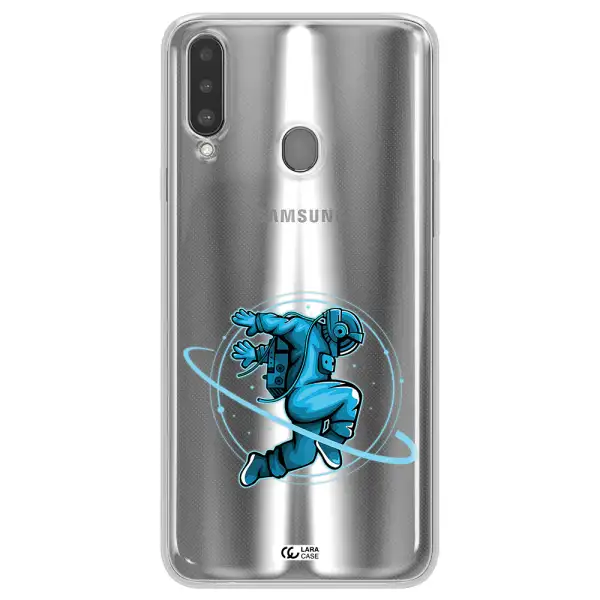 a cartoon of a man skating Samsung A20S Clear TPU Case