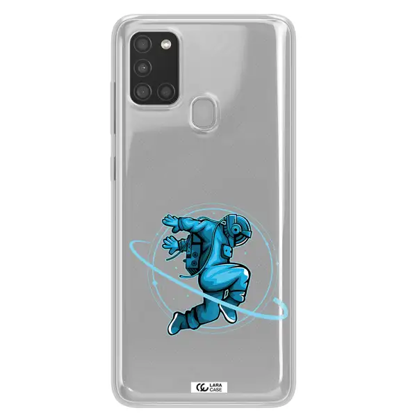 a cartoon of a man skating Samsung A21S Clear TPU Case
