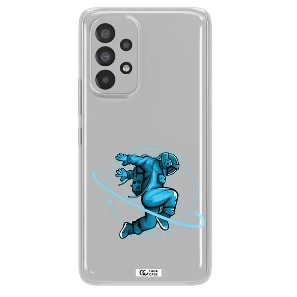a cartoon of a man skating Samsung A73 Clear TPU Case