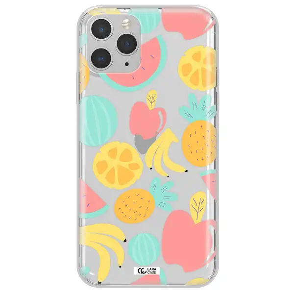a pattern of fruits on a white background Apple iPhone 11 pro Clear TPU Case