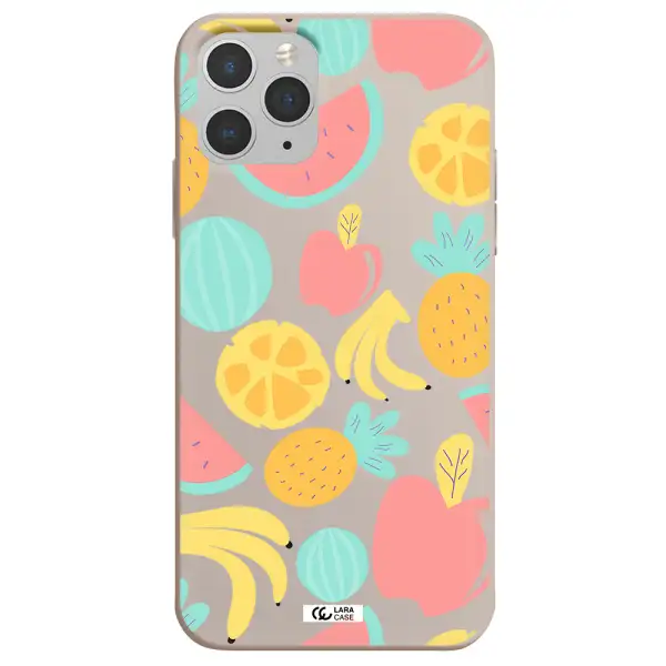 a pattern of fruits on a white background Apple iPhone 11 pro max Silicone Stone Case