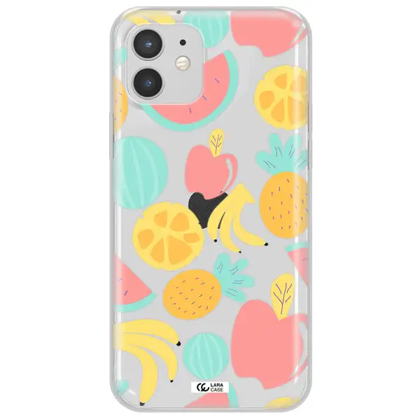 a pattern of fruits on a white background Apple iPhone 12 mini Clear TPU Case