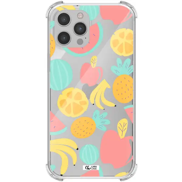 a pattern of fruits on a white background Apple iPhone 12 pro Clear PC Case