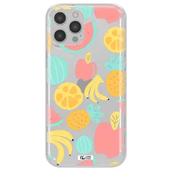 a pattern of fruits on a white background Apple iPhone 12 pro max Clear TPU Case