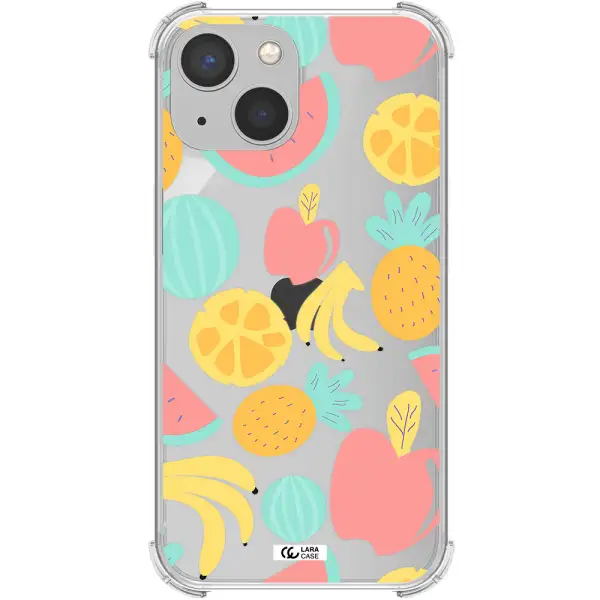 a pattern of fruits on a white background Apple iPhone 13 Clear PC Case