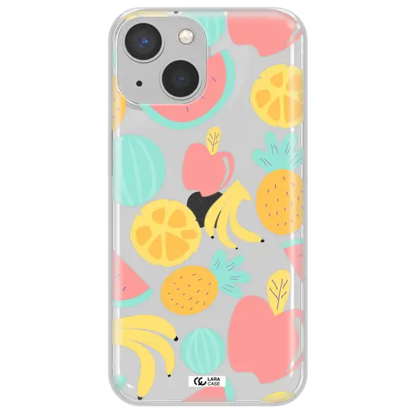 a pattern of fruits on a white background Apple iPhone 13 Clear TPU Case