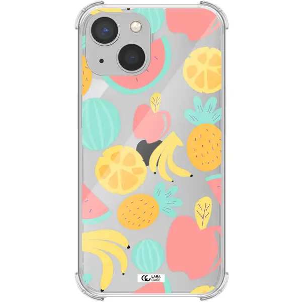 a pattern of fruits on a white background Apple iPhone 13 mini Clear PC Case