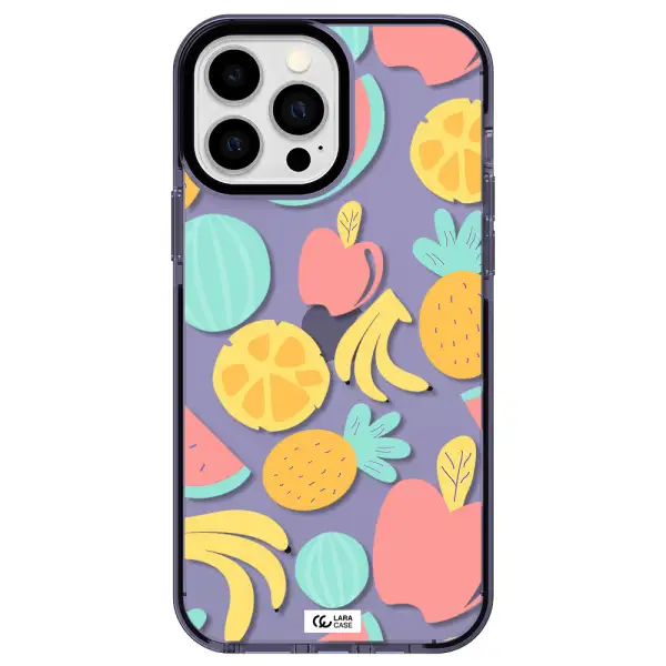 a pattern of fruits on a white background Apple iPhone 13 Pro Max impact Lilac Case