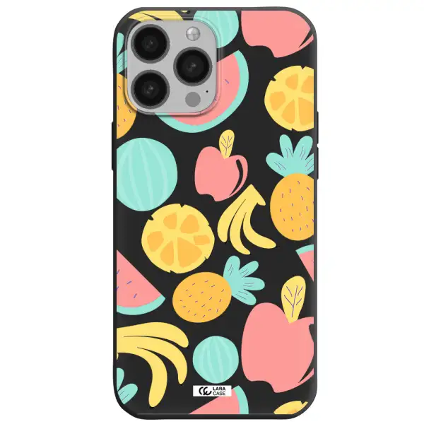 a pattern of fruits on a white background Apple iPhone 13 Pro Silicone black Case