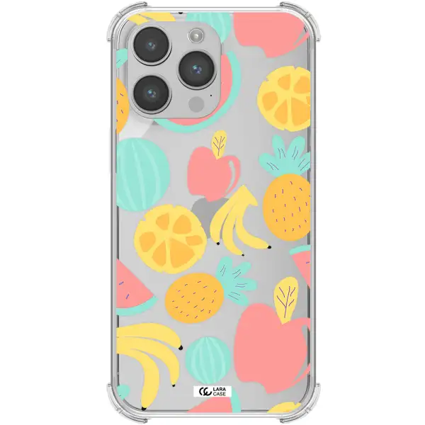 a pattern of fruits on a white background Apple iPhone 14 pro Clear PC Case