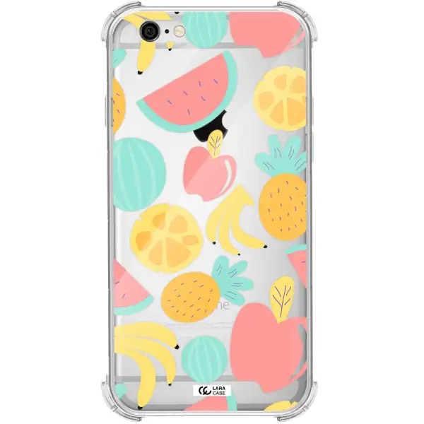 a pattern of fruits on a white background Apple iPhone 6 Clear PC Case