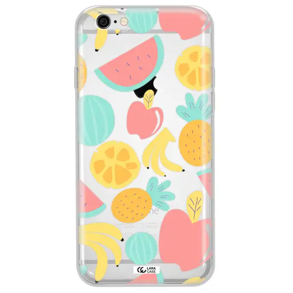 a pattern of fruits on a white background Apple iPhone 6 Clear TPU Case
