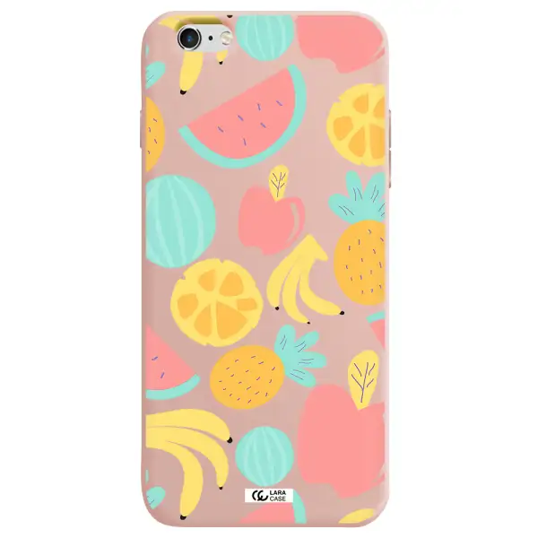 a pattern of fruits on a white background Apple iPhone 6 s plus Silicone pastel pink Case