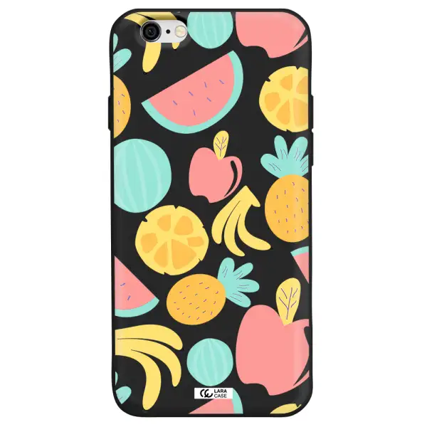 a pattern of fruits on a white background Apple iPhone 6 Silicone black Case