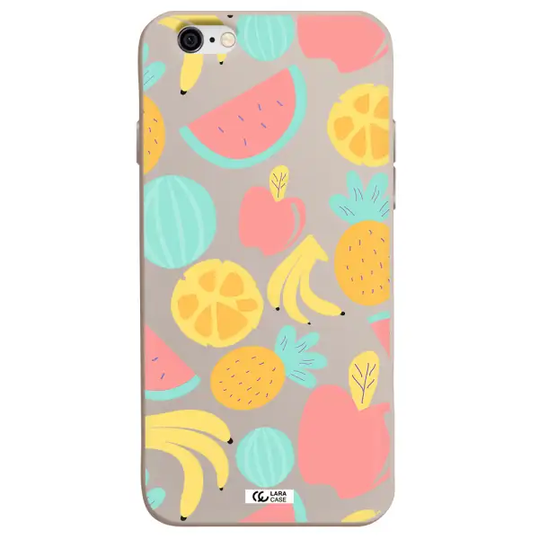 a pattern of fruits on a white background Apple iPhone 6 Silicone Stone Case