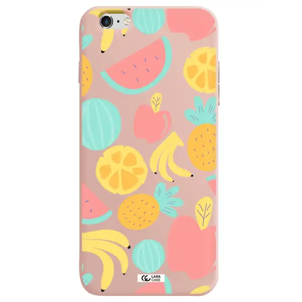 a pattern of fruits on a white background Apple iPhone 6S Silicone pastel pink Case