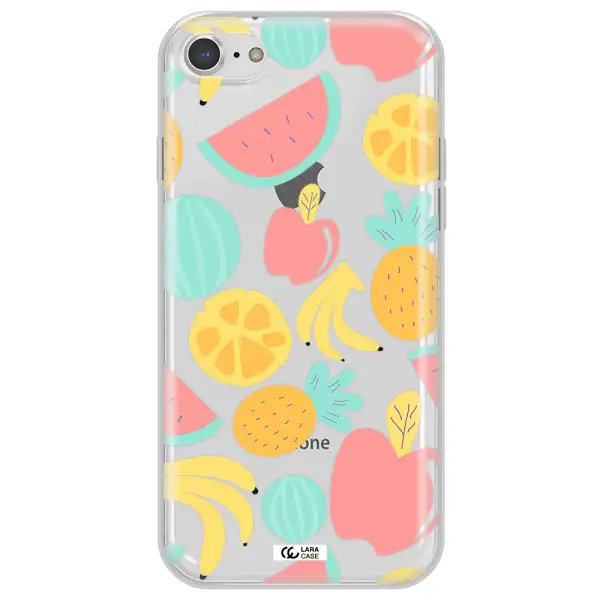 a pattern of fruits on a white background Apple iPhone 7 Clear TPU Case