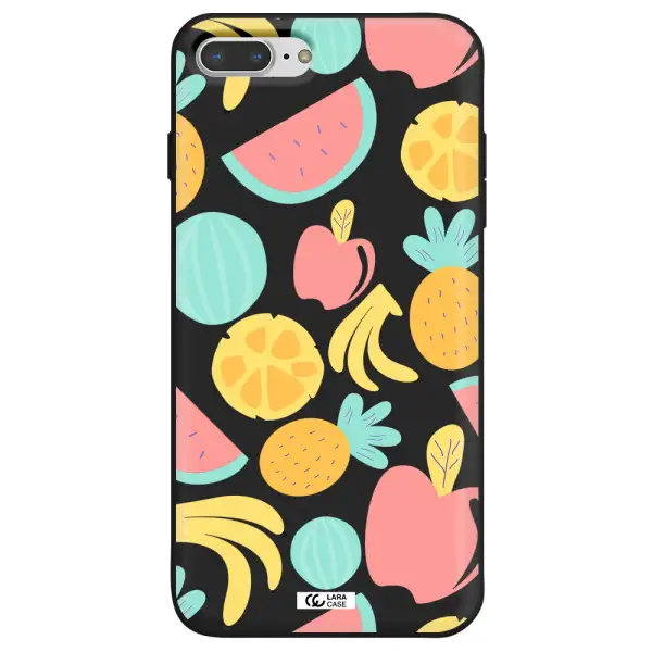 a pattern of fruits on a white background Apple iPhone 7 plus Silicone black Case