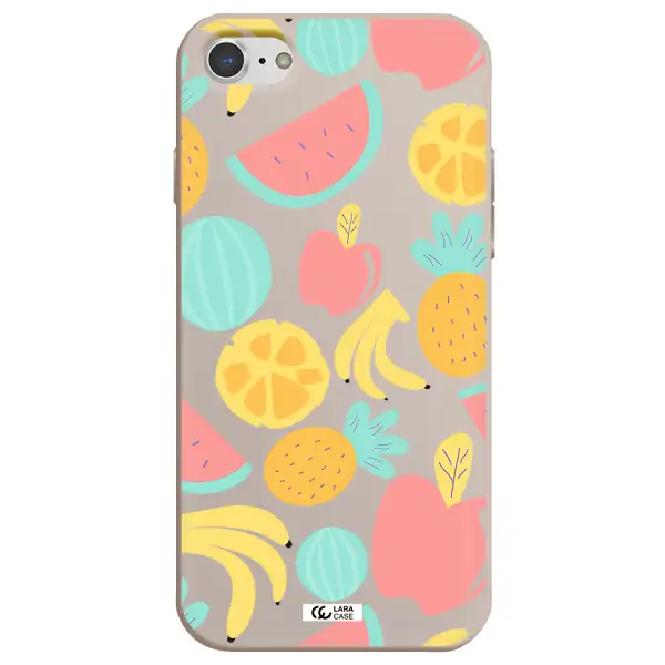 a pattern of fruits on a white background Apple iPhone 7 Silicone Stone Case