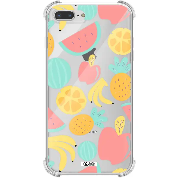 a pattern of fruits on a white background Apple iPhone 8 plus Clear PC Case