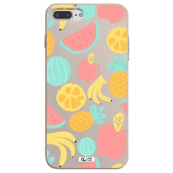 a pattern of fruits on a white background Apple iPhone 8 plus Silicone Stone Case