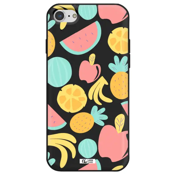 a pattern of fruits on a white background Apple iPhone 8 Silicone black Case