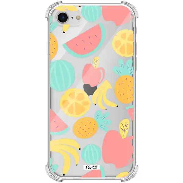a pattern of fruits on a white background Apple iPhone se 2020 Clear PC Case