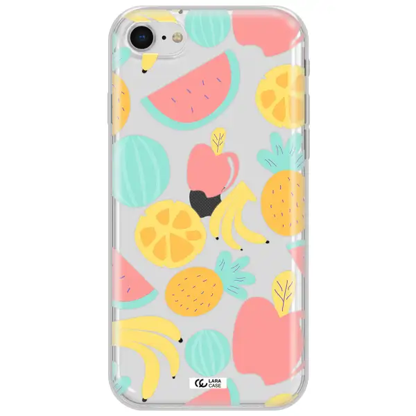 A Pattern Of Fruits On A White Background Apple Iphone Se 2020 Clear Tpu Case
