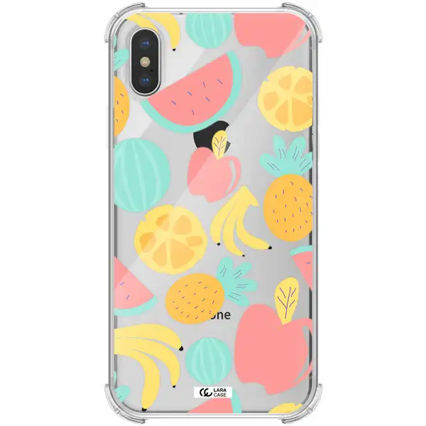 a pattern of fruits on a white background Apple iPhone XS max Clear PC Case