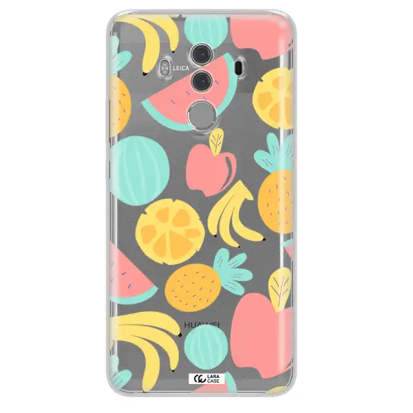 a pattern of fruits on a white background Huawei Mate 10 Pro Clear TPU Case