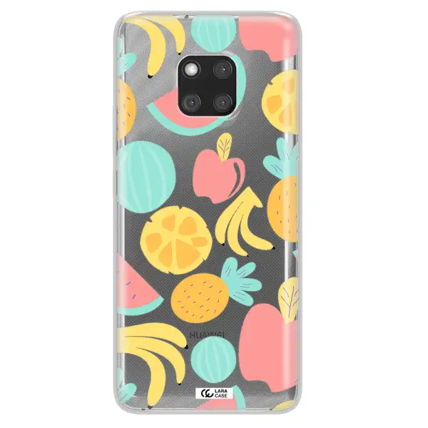a pattern of fruits on a white background Huawei Mate 20 Pro Clear TPU Case
