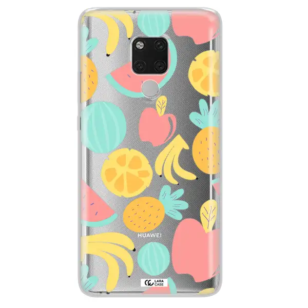 a pattern of fruits on a white background Huawei Mate 20X Clear TPU Case