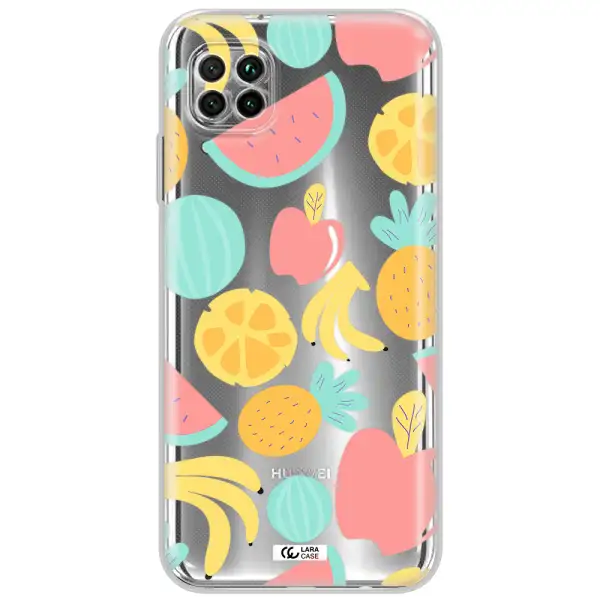 A Pattern Of Fruits On A White Background Huawei Nova 7I Clear Tpu Case