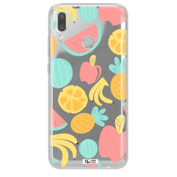a pattern of fruits on a white background Huawei P Smart 2019 Clear TPU Case