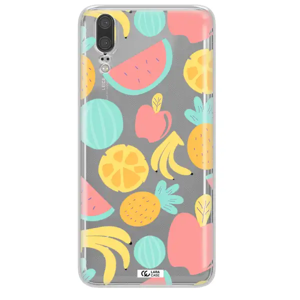 a pattern of fruits on a white background Huawei P20 Clear TPU Case