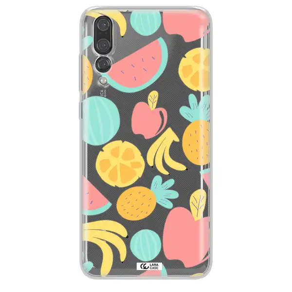 a pattern of fruits on a white background Huawei P20 Pro Clear TPU Case