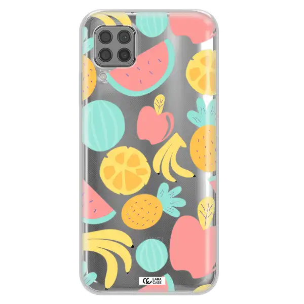 a pattern of fruits on a white background Huawei P40 Lite Clear TPU Case