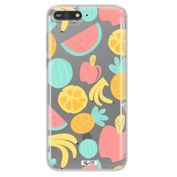 a pattern of fruits on a white background Huawei Y6 2018 Clear TPU Case