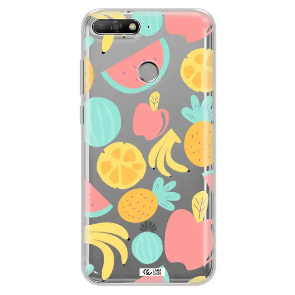 a pattern of fruits on a white background Huawei Y6 Prime 2018 Clear TPU Case