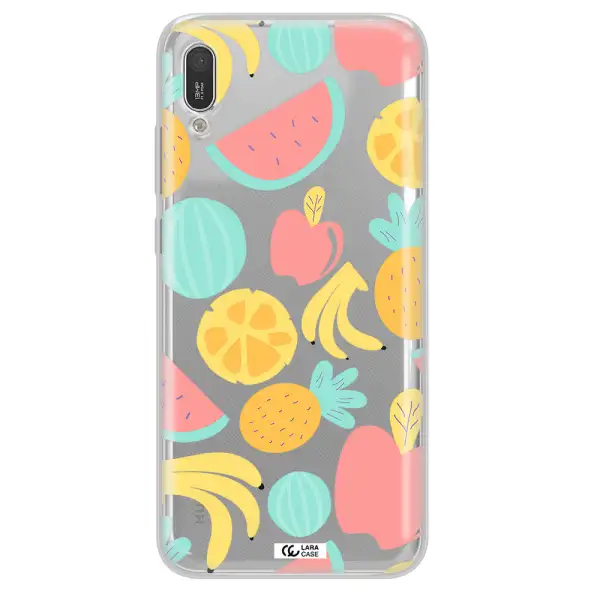 a pattern of fruits on a white background Huawei Y6 Pro 2019 Clear TPU Case