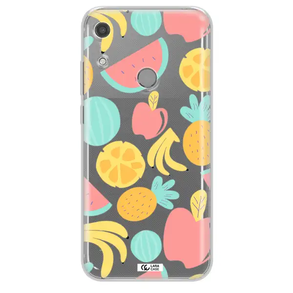 a pattern of fruits on a white background Huawei Y6S Clear TPU Case